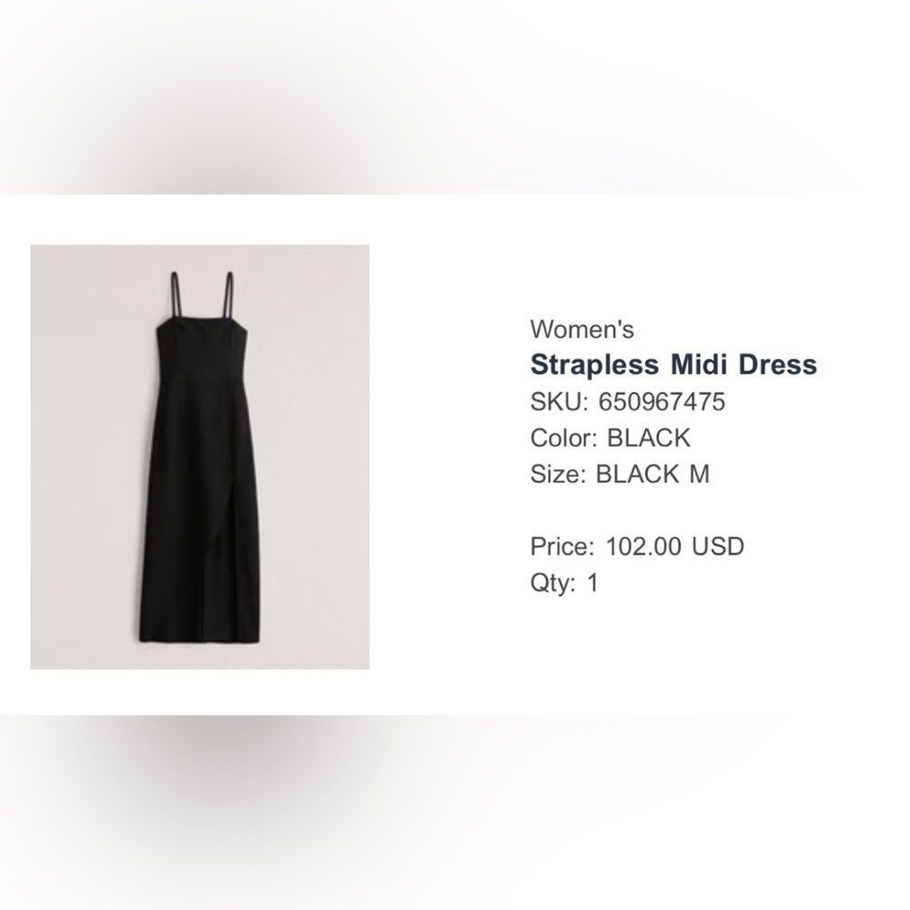 Abercrombie Black Strapless Wedding Guest Dress